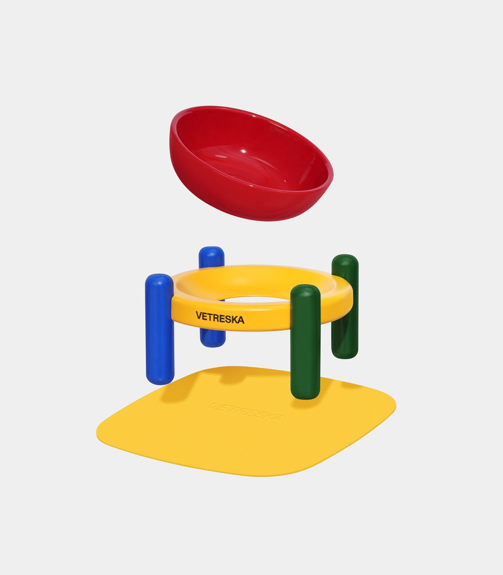 VETRESKA  Chroma Ceramic Pet Bowl & Mat Set