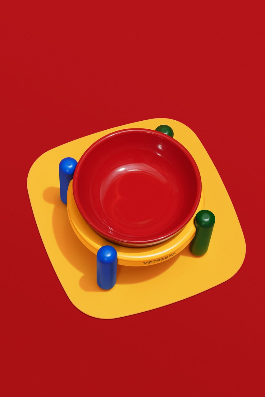 VETRESKA  Chroma Ceramic Pet Bowl & Mat Set